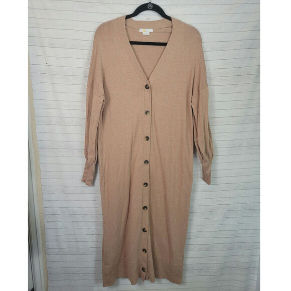 Boden Cardigan Cashmere Wool Blend Midi Dress In Camel Melange, sz 10 - Picture 1 of 12
